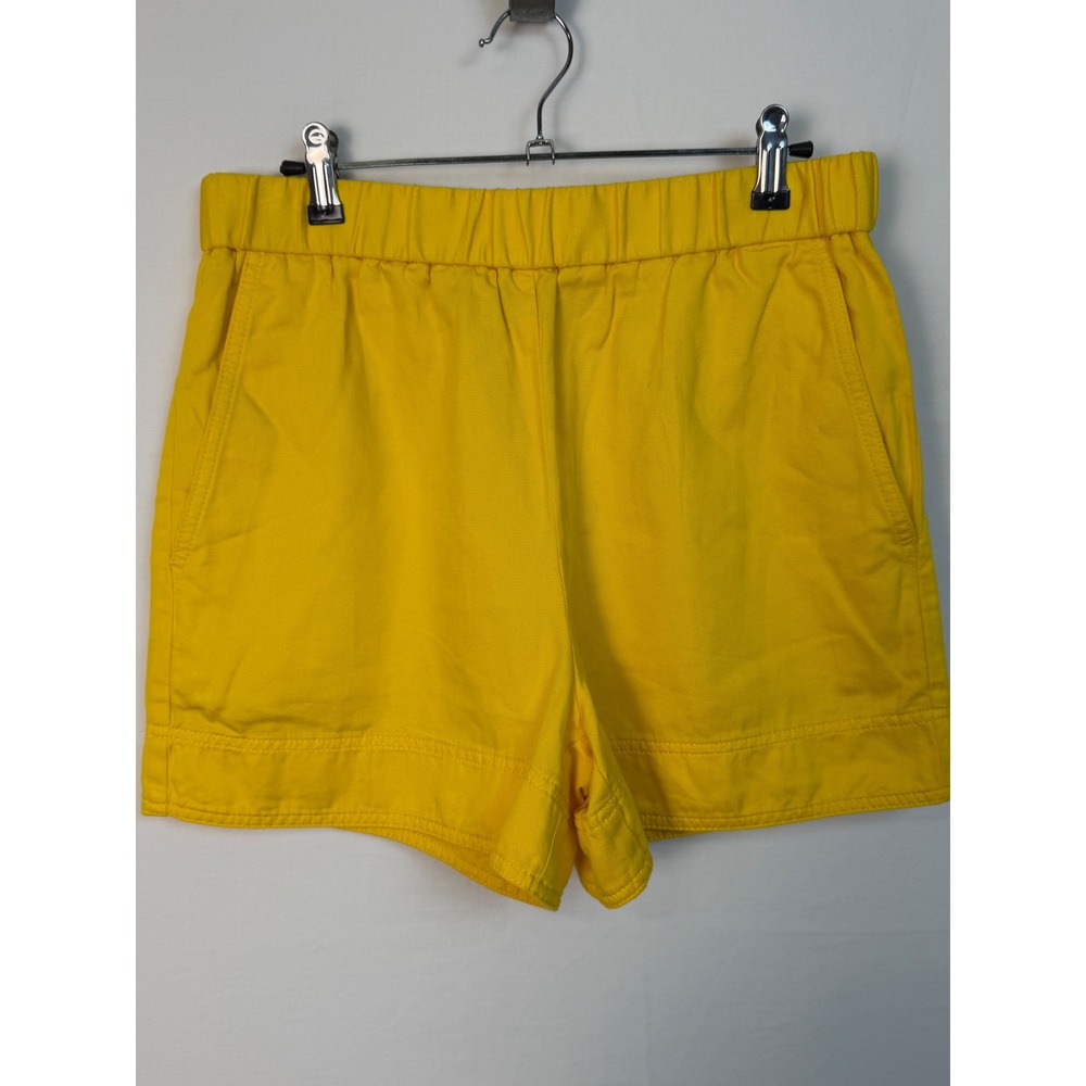 COS Womens Cotton Linen Shorts 6 Yellow Elastic Waist Pockets